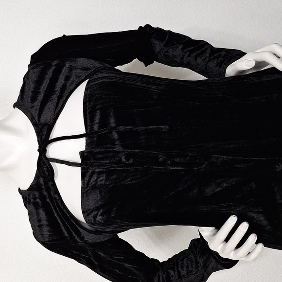 Emory Park Black Crushed Velvet Romantic Whimsigoth Witchy Mini Dress Size S - Picture 3 of 12